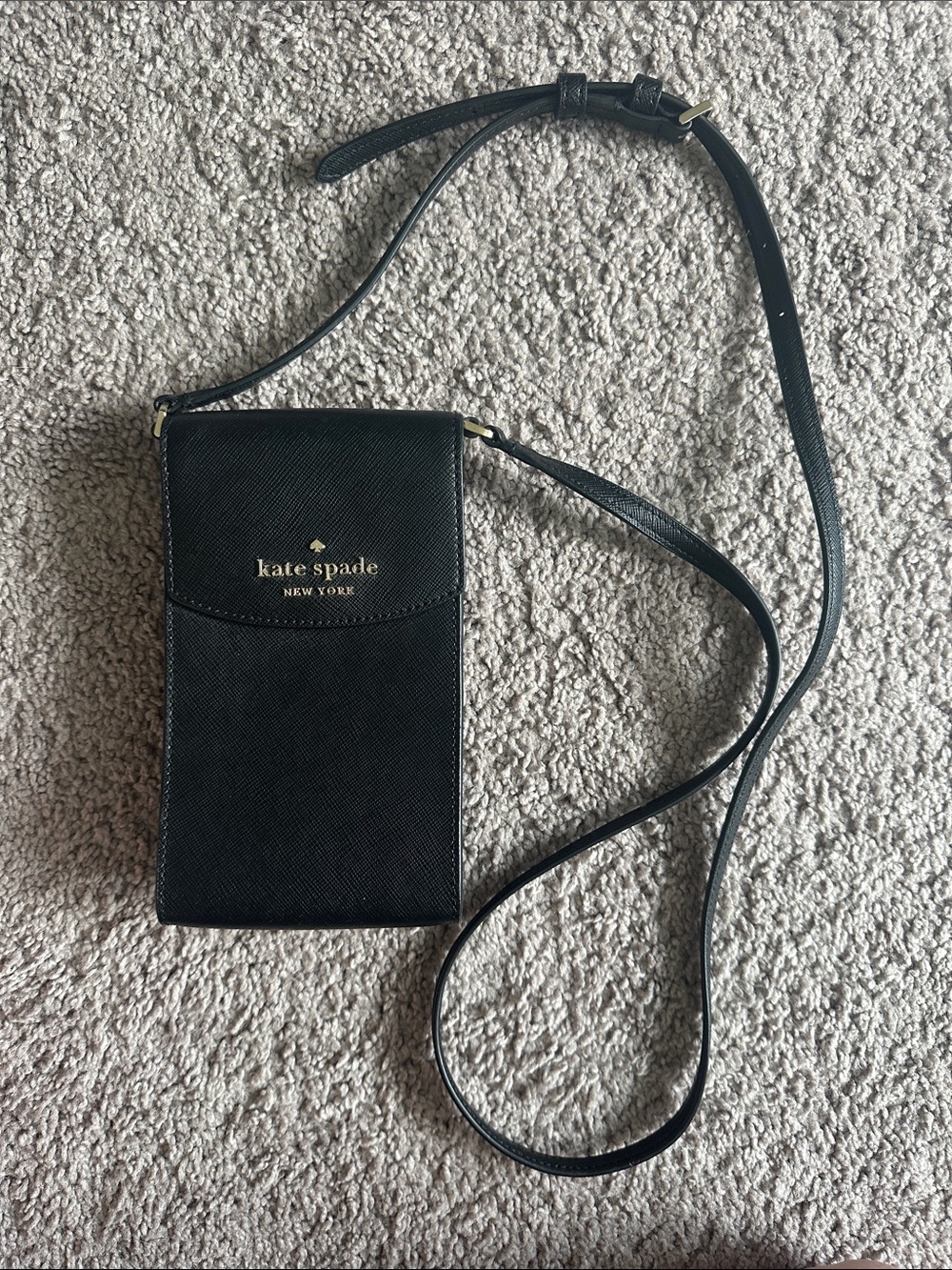 Kate Spade Black Leather Crossbody Phone Pouch